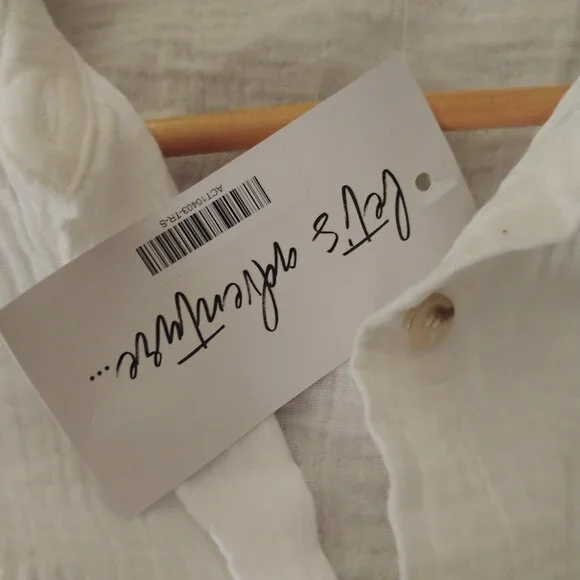 BRAND NEW 12th Tribe Corsica White Button Down Shirt size Small - Picture 3 of 12